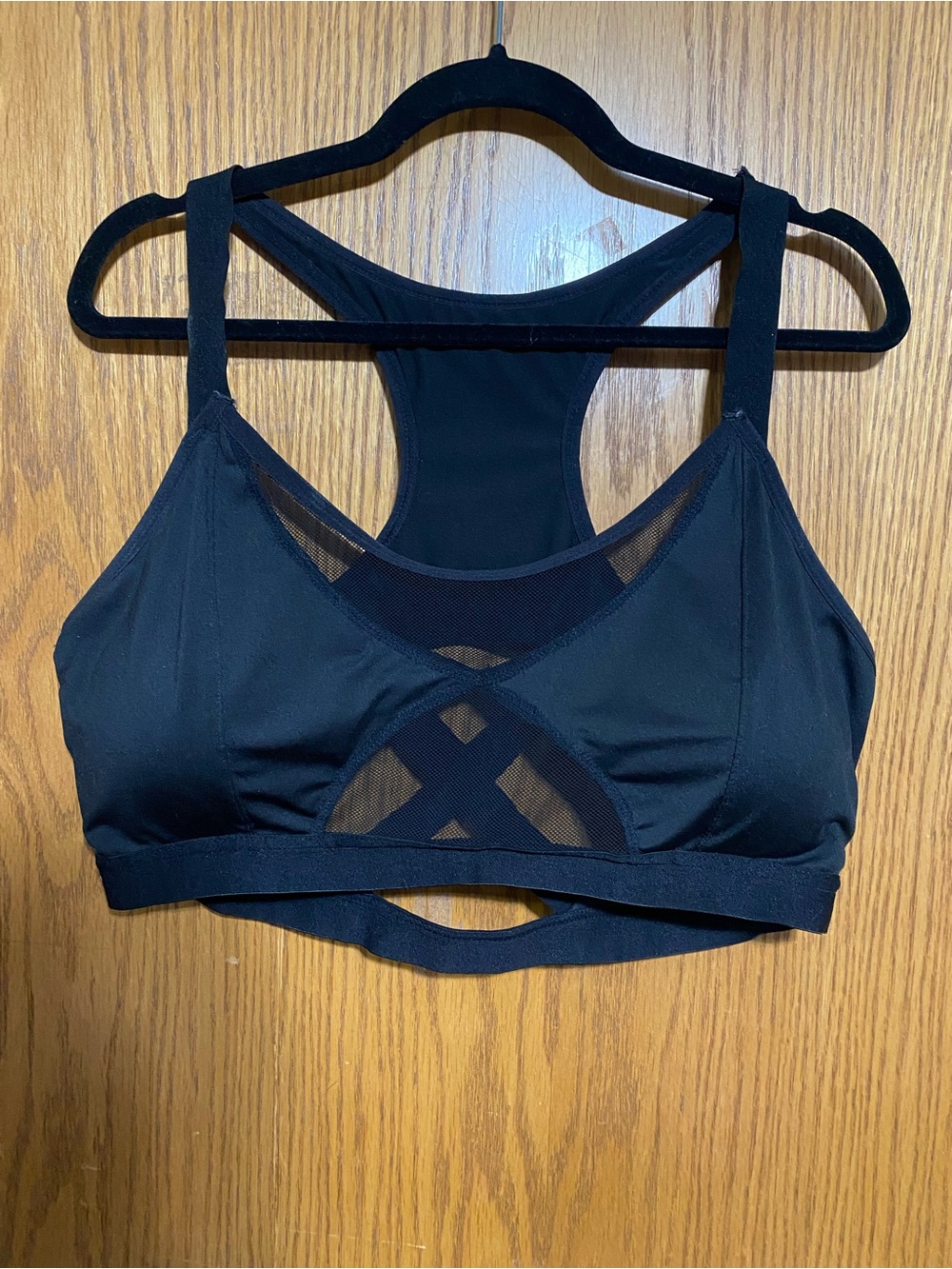 Women’s Black Mesh-Accent Sports Bra
